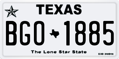 TX license plate BGO1885