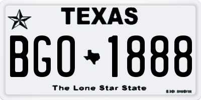 TX license plate BGO1888