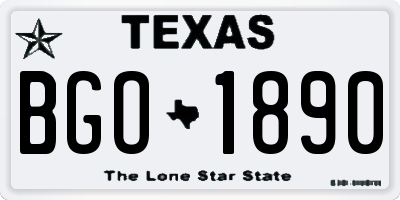 TX license plate BGO1890