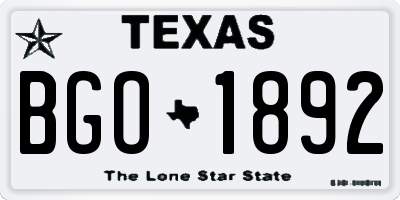 TX license plate BGO1892