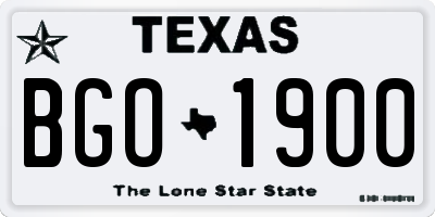 TX license plate BGO1900