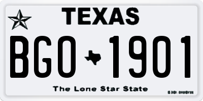TX license plate BGO1901