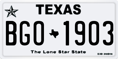 TX license plate BGO1903