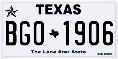 TX license plate BGO1906