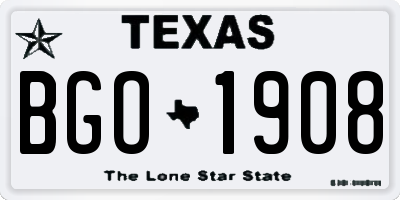 TX license plate BGO1908