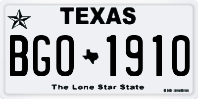 TX license plate BGO1910