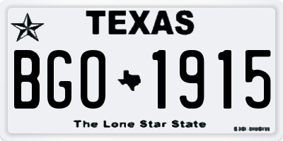 TX license plate BGO1915