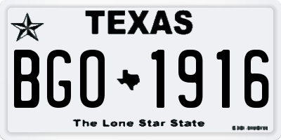 TX license plate BGO1916