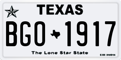 TX license plate BGO1917