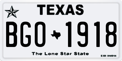 TX license plate BGO1918