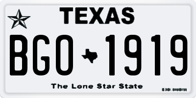 TX license plate BGO1919