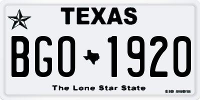 TX license plate BGO1920