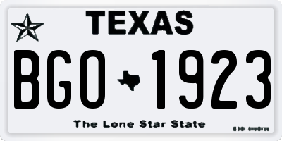 TX license plate BGO1923
