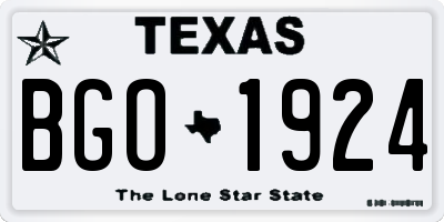 TX license plate BGO1924