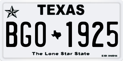 TX license plate BGO1925