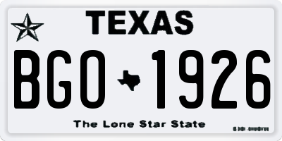 TX license plate BGO1926