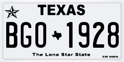 TX license plate BGO1928
