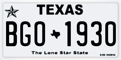TX license plate BGO1930