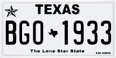 TX license plate BGO1933