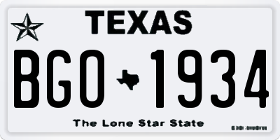 TX license plate BGO1934