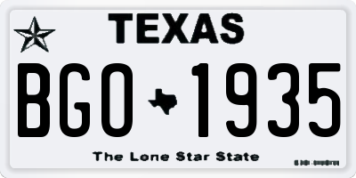 TX license plate BGO1935