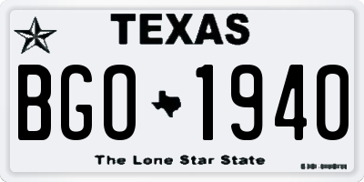 TX license plate BGO1940
