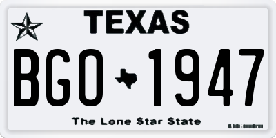 TX license plate BGO1947