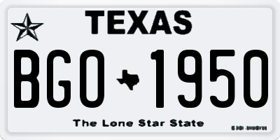 TX license plate BGO1950