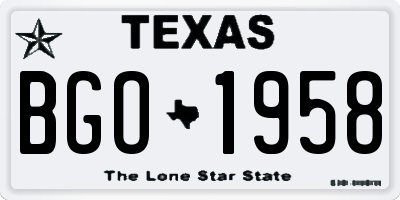 TX license plate BGO1958