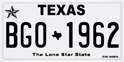TX license plate BGO1962