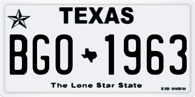 TX license plate BGO1963