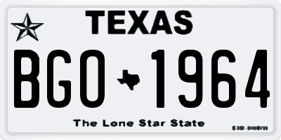 TX license plate BGO1964