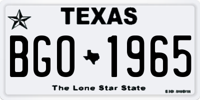 TX license plate BGO1965