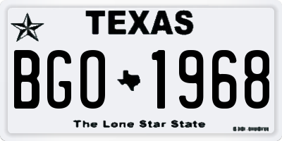 TX license plate BGO1968