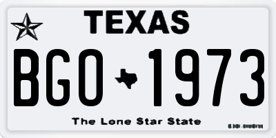 TX license plate BGO1973
