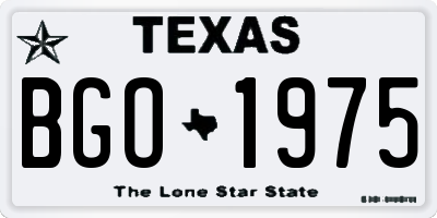 TX license plate BGO1975