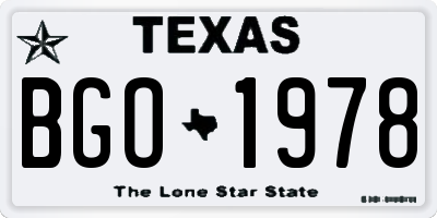 TX license plate BGO1978