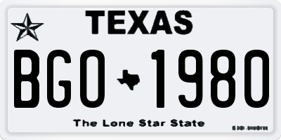 TX license plate BGO1980