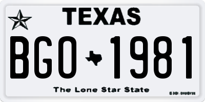 TX license plate BGO1981
