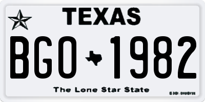TX license plate BGO1982