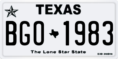 TX license plate BGO1983