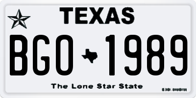TX license plate BGO1989
