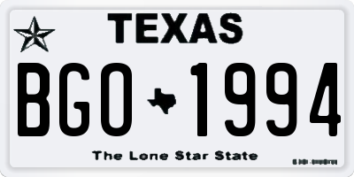 TX license plate BGO1994