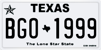 TX license plate BGO1999