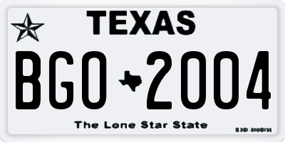 TX license plate BGO2004