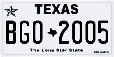 TX license plate BGO2005