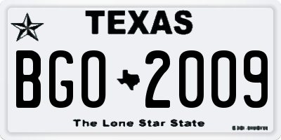 TX license plate BGO2009