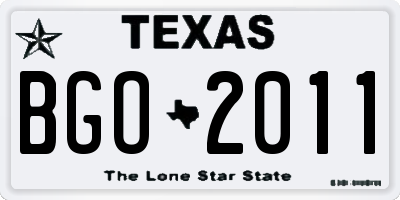 TX license plate BGO2011