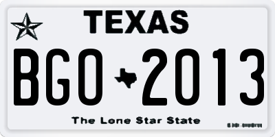 TX license plate BGO2013