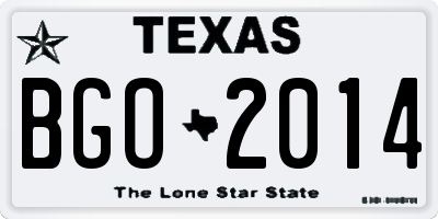 TX license plate BGO2014